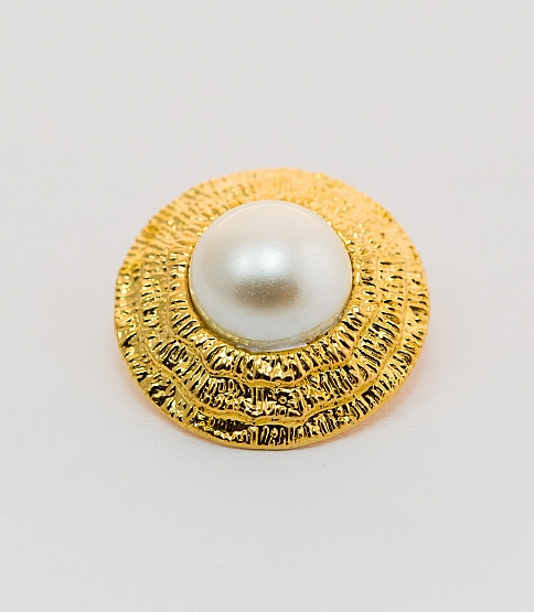 Gold Rim Pearl Shank Button Size 34L x10 - Click Image to Close